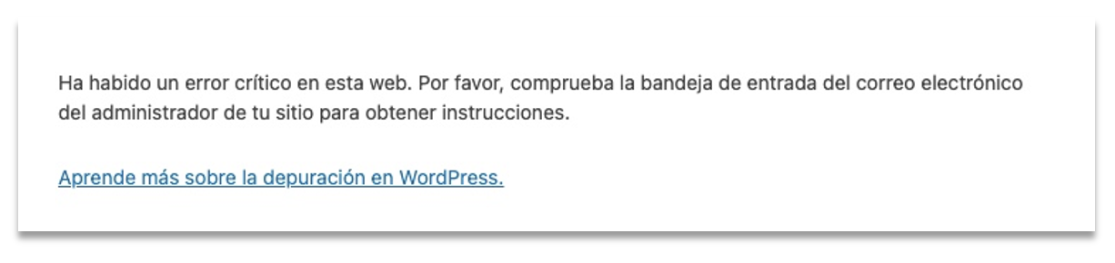Emergencia WordPress: Error critico WordPress